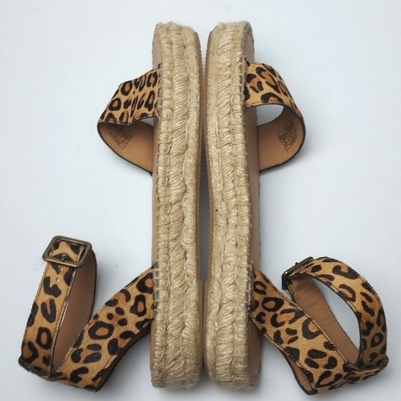 Soludos Flatform Cadiz Sandals in Leopard Calf Hair Platform Espadrilles Size 11 - Picture 5 of 16